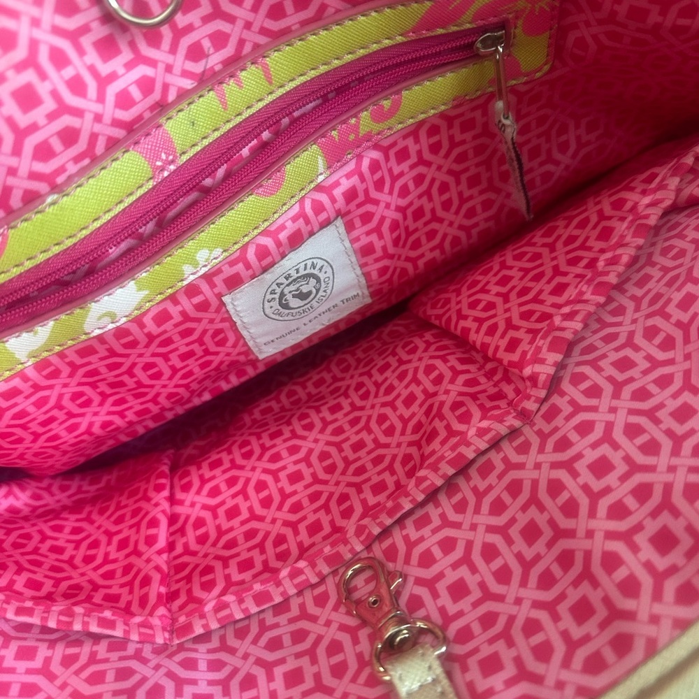 Spartina 449 Elephant Pink and Green Tote Bag - Picture 10 of 14